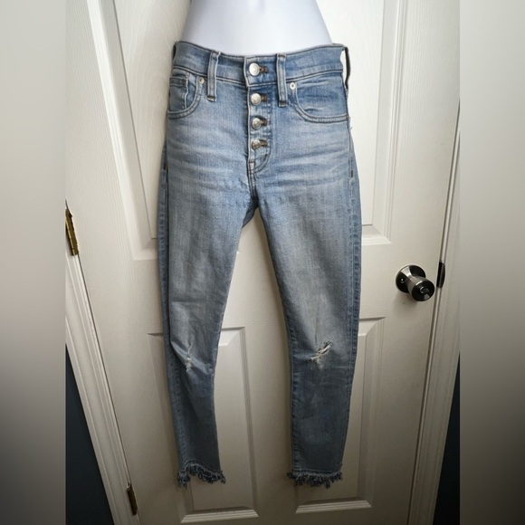 Madewell Women’s 23 9” High Rise Skinny Distressed Button Fly Jeans Light 00 - Picture 9 of 16
